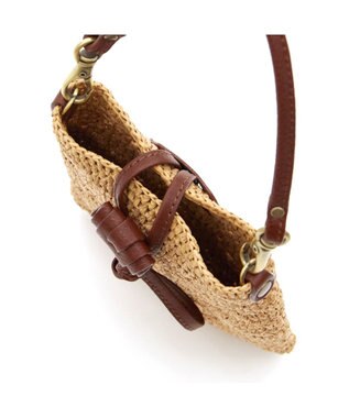 IBIZA ラフィア　スマートフォンポシェット 濃茶