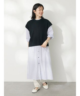 CRAFT STANDARD BOUTIQUE 【洗える】ニットベスト+シャツワンピース-SET