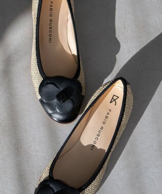 INTER-CHAUSSURES 【FABIO RUSCONI】異素材コンビラウンドトウカメリアバレエ ベージュコンビ