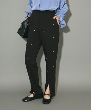 Green Parks ビジューテーパードパンツ Black