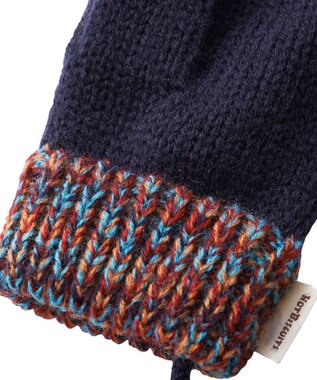 MIKI HOUSE HOT BISCUITS 【1-5歳】 編みモチーフ付き ミトン（手袋） 紺