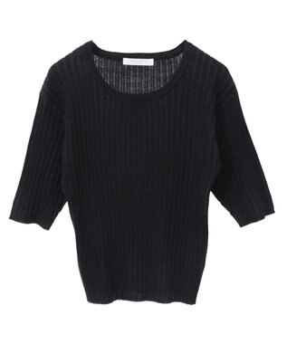 Green Parks 配色リブニットプルオーバー Black