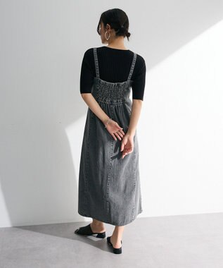 Green Parks 配色リブニットプルオーバー Black