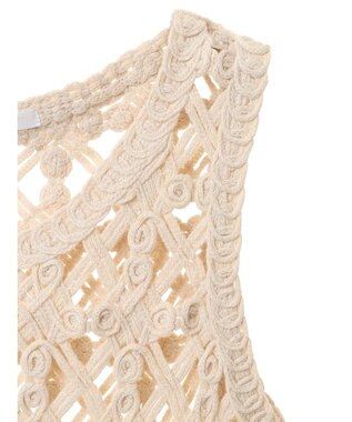 Green Parks かぎ針編みニットベスト Ivory