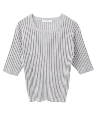 Green Parks 配色リブニットプルオーバー Light Gray