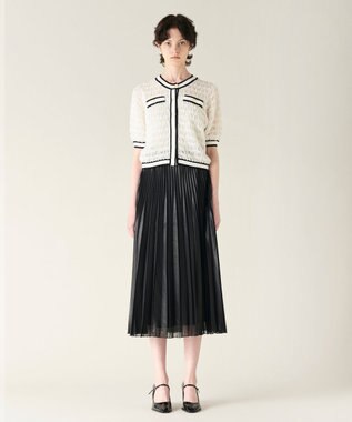 GRACE CONTINENTAL バイカラーシアーニットカーディガン ホワイト