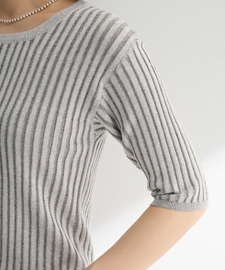 Green Parks 配色リブニットプルオーバー Light Gray