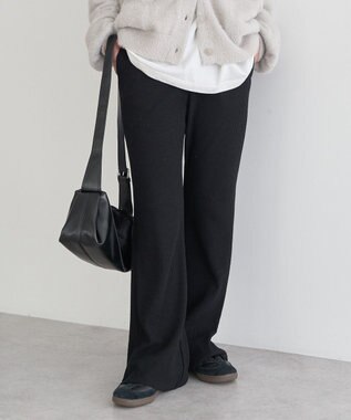 earth music&ecology セルフカットテレコフレアパンツ Black