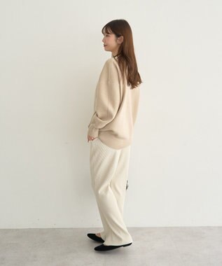 earth music&ecology セルフカットテレコフレアパンツ Light Beige
