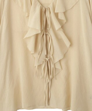 YECCA VECCA ラッフルリボンシアーブラウス Yellow