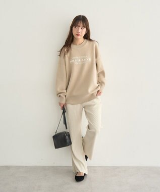 earth music&ecology セルフカットテレコフレアパンツ Light Beige