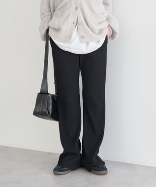 earth music&ecology セルフカットテレコフレアパンツ Black