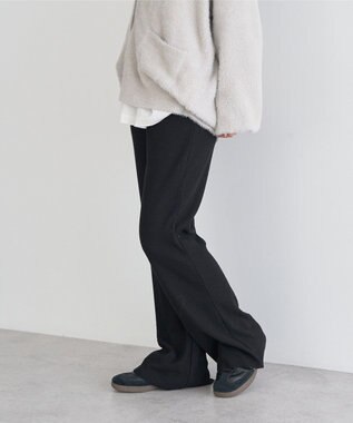 earth music&ecology セルフカットテレコフレアパンツ Black