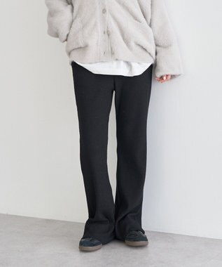 earth music&ecology セルフカットテレコフレアパンツ Black