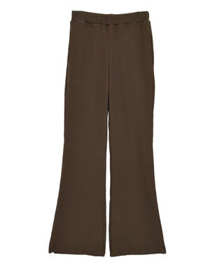 earth music&ecology セルフカットテレコフレアパンツ Brown