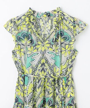 GRACE CONTINENTAL シフォンプリントティアードワンピース イエロー