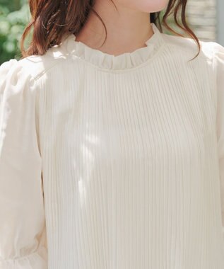 Tiaclasse 【前後2way・洗える】シアープリーツブラウス オフホワイト
