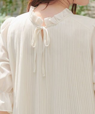 Tiaclasse 【前後2way・洗える】シアープリーツブラウス オフホワイト