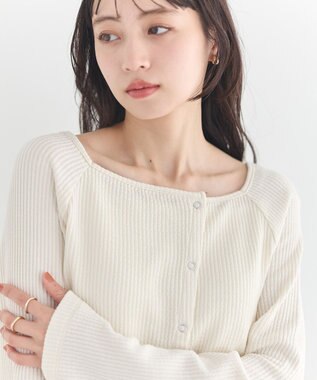 earth music&ecology 【予約】アシメ釦ツイストテレコカットソー アイボリー