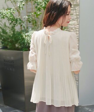 Tiaclasse 【前後2way・洗える】シアープリーツブラウス オフホワイト