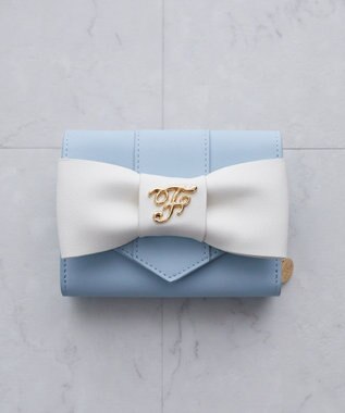 Maison de FLEUR バイカラーベルトリボンミニウォレット Sax