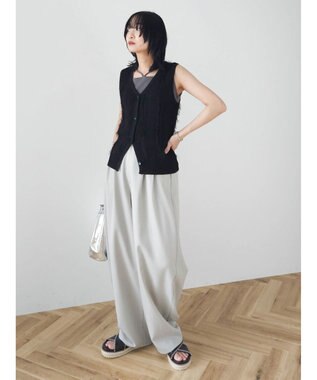 Green Parks フリンジニットベスト Black