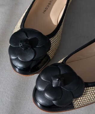 INTER-CHAUSSURES 【FABIO RUSCONI】異素材コンビラウンドトウカメリアバレエ ベージュコンビ