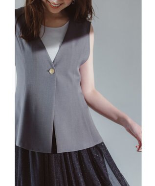 ANY SIS 【スタイリストコラボ】ジレ×ラメチュールスカート セットアップ グレー