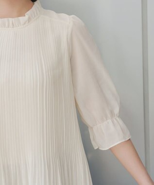 Tiaclasse 【前後2way・洗える】シアープリーツブラウス オフホワイト
