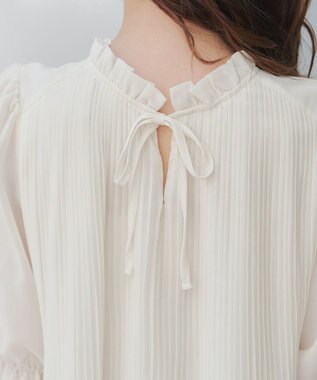Tiaclasse 【前後2way・洗える】シアープリーツブラウス オフホワイト