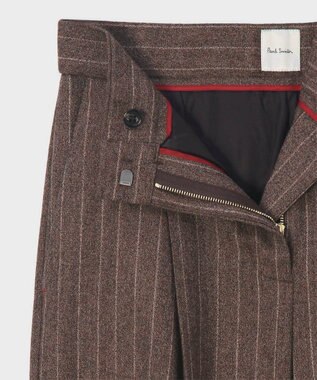 Paul Smith ストライプ ウール ワイドパンツ ブラウン