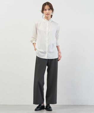 J.PRESS LADIES フルダルスパンマイクロピーチ ブラウス オフホワイト系