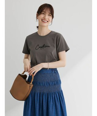 Green Parks ・Ｐｅｔｉｔ　Ｆｌｅｕｒ　ロゴ刺繍Ｔシャツ Charcoal Gray