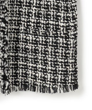 ICB 【CLASSY.1月号掲載】ルレックスツイード ノーカラージャケット ブラック×オフホワイト系