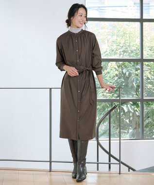 J.PRESS LADIES S ギャバストレッチ ワンピース ダークブラウン系