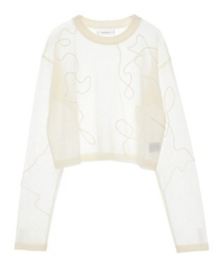 Green Parks ・ＡＮＤＳＥＡＲＣＨ　コード刺繍シアーニット Off White