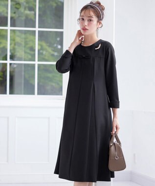 Tiaclasse 【安田美沙子さん着用・洗える】フレアAラインリボンワンピース