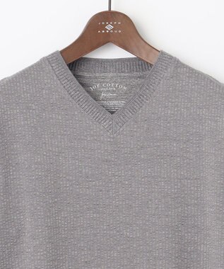 JOSEPH ABBOUD 【オーガニックコットン使用】JOE COTTONサッカーVネック Tシャツ ライトグレー系