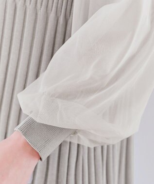 Tiaclasse チュールスリーブニットチュニック グレー