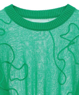 Green Parks ・ＡＮＤＳＥＡＲＣＨ　コード刺繍シアーニット Green