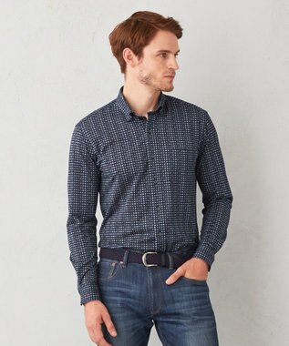 JOSEPH ABBOUD 【快適な着心地】コンパクトジャージー鹿の子プリント シャツ ネイビー系5