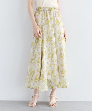 YECCA VECCA ボタニカル柄シアーロングスカート Yellow