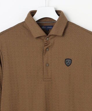 23区GOLF 【MEN】モノグラムジャガード長袖ポロシャツ カーキ系
