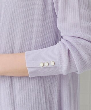 Tiaclasse 【洗える】ボタン付きロングリブカーディガン ラベンダー