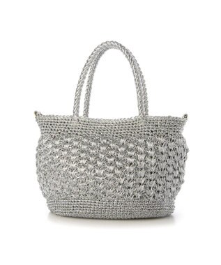 UNBILLION cachecache 柄編みメタリックヤーン2wayミニトート シルバー