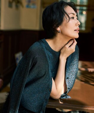 自由区 S 【カタログ掲載】カラーミックスラメスリーブレス ニット ネイビー