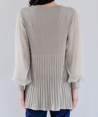 Tiaclasse チュールスリーブニットチュニック グレー