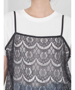 earth music&ecology ＳＥＴ２点レースキャミソール＋ＴＥＥ Black