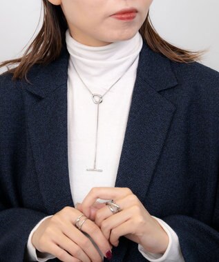 blancotokyo 【金属アレルギー対応】ニュアンスラリエットネックレス FLUIR シルバー