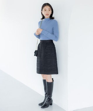 組曲 ホールガーメント ハイネックニット ブルー系